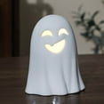 thumbnail image 5 of Halloween Decoration Light Up Ghost Decorations Indoor Ghost Lamp Resin Decoration Ceramic White Ghost Figurines Ghost Statue Cute Ghost Sculpture Spooky Halloween Decor for Home Table Tray, 5 of 7