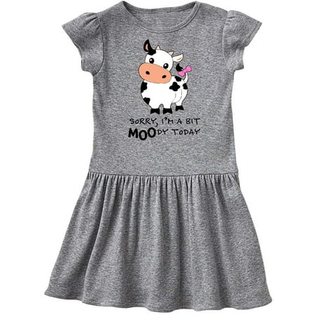 

Inktastic Sorry I m a bit MOOdy today cute cow pun Gift Toddler Girl Dress