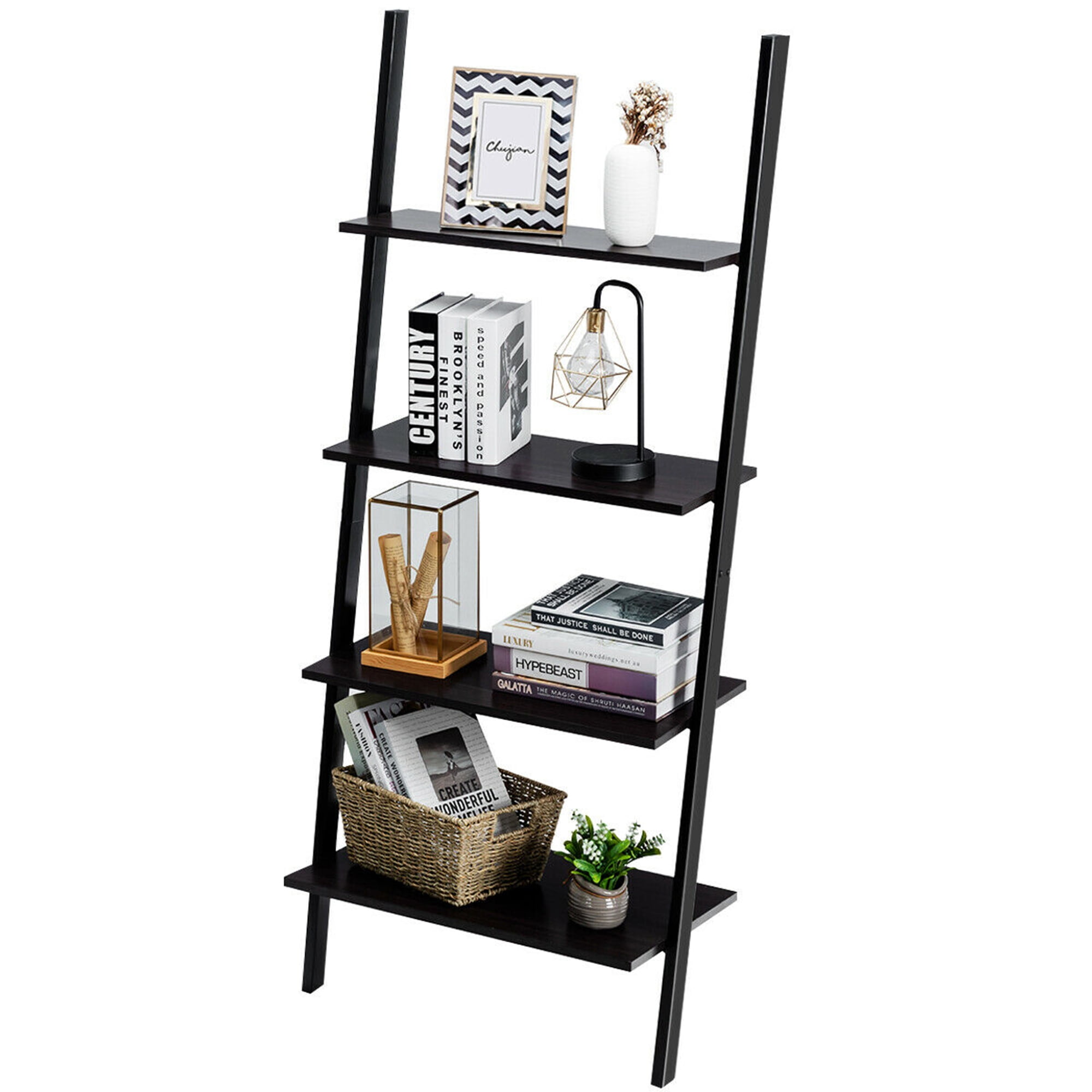 3-Tier Ladder Shelf Bookshelf Wall Plant Display Stand Storage Leanin 