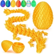 3D Printing Toys - 12" 3D Printed Dragon&Egg Cool 3D Printed Articulated Crystal Dragon Toy (Silk Gold)