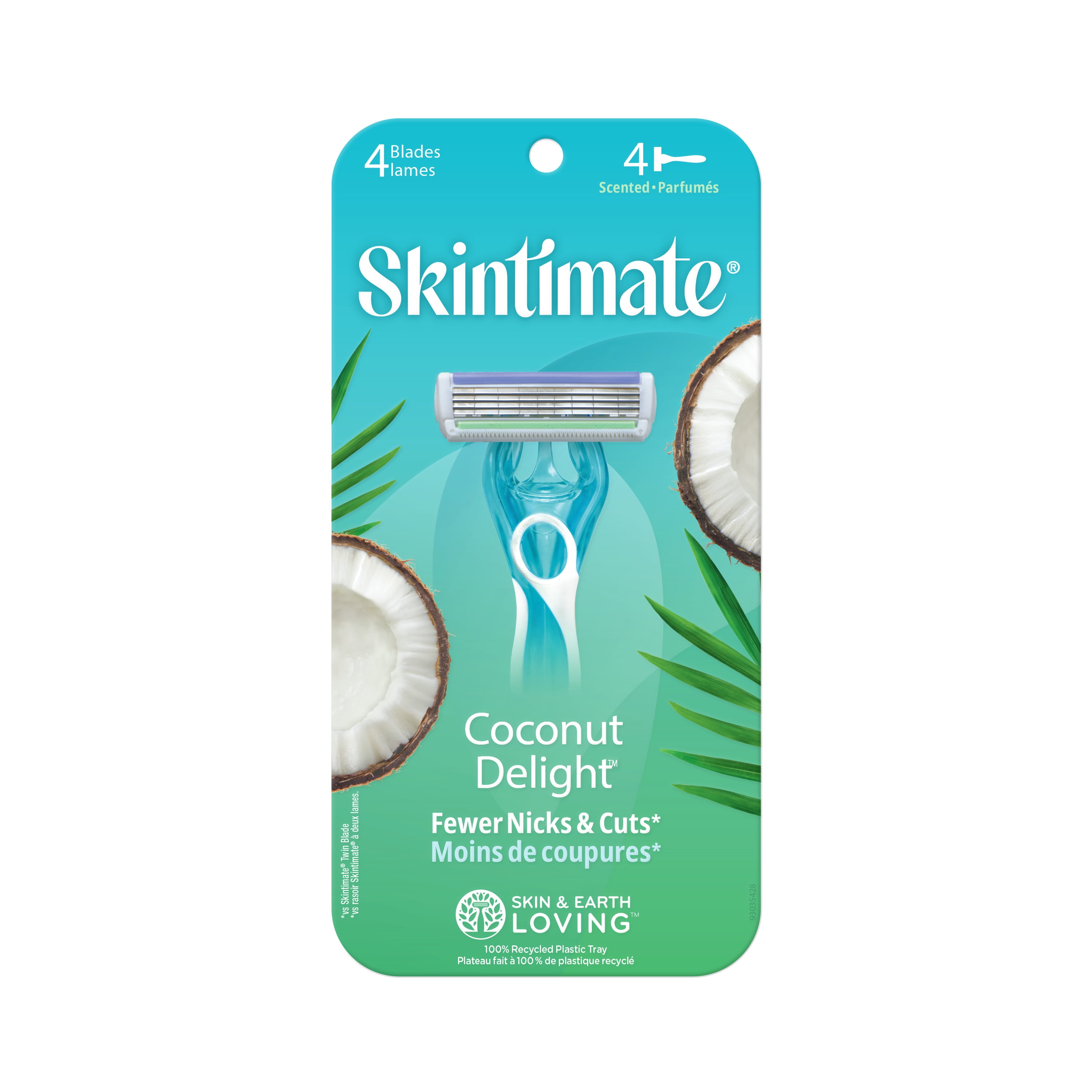 Skintimate Coconut Delight 4-Blade Scented Disposable Womens Razors, All Skin Types, 4 Ct