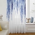 thumbnail image 6 of Navy Blue Sheer Curtains 63 Inches Long, Summer Botanical Leaves Watercolor Light Filering Curtains, Breathable Simi Curtain Privacy Drapes for Living Room Bedroom Lightweight Window Treatment, 6 of 9