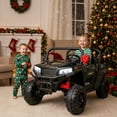 thumbnail image 3 of FUNTOK 24V 2 Seater Electric Ride on Toys for Big Kids w/ 20 " Large Seat, 4 x 200W Motors, 2WD/4WD Switchable Ride on UTV Dump Truck w/ Dump Bed, Remote Control, LED Lights, Bluetooth & Music, Black, 3 of 8