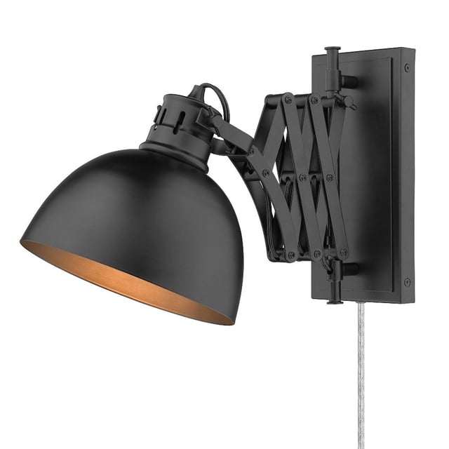 Golden Lighting Hawthorn Applique Murale Industrielle en Acier Noir Mat