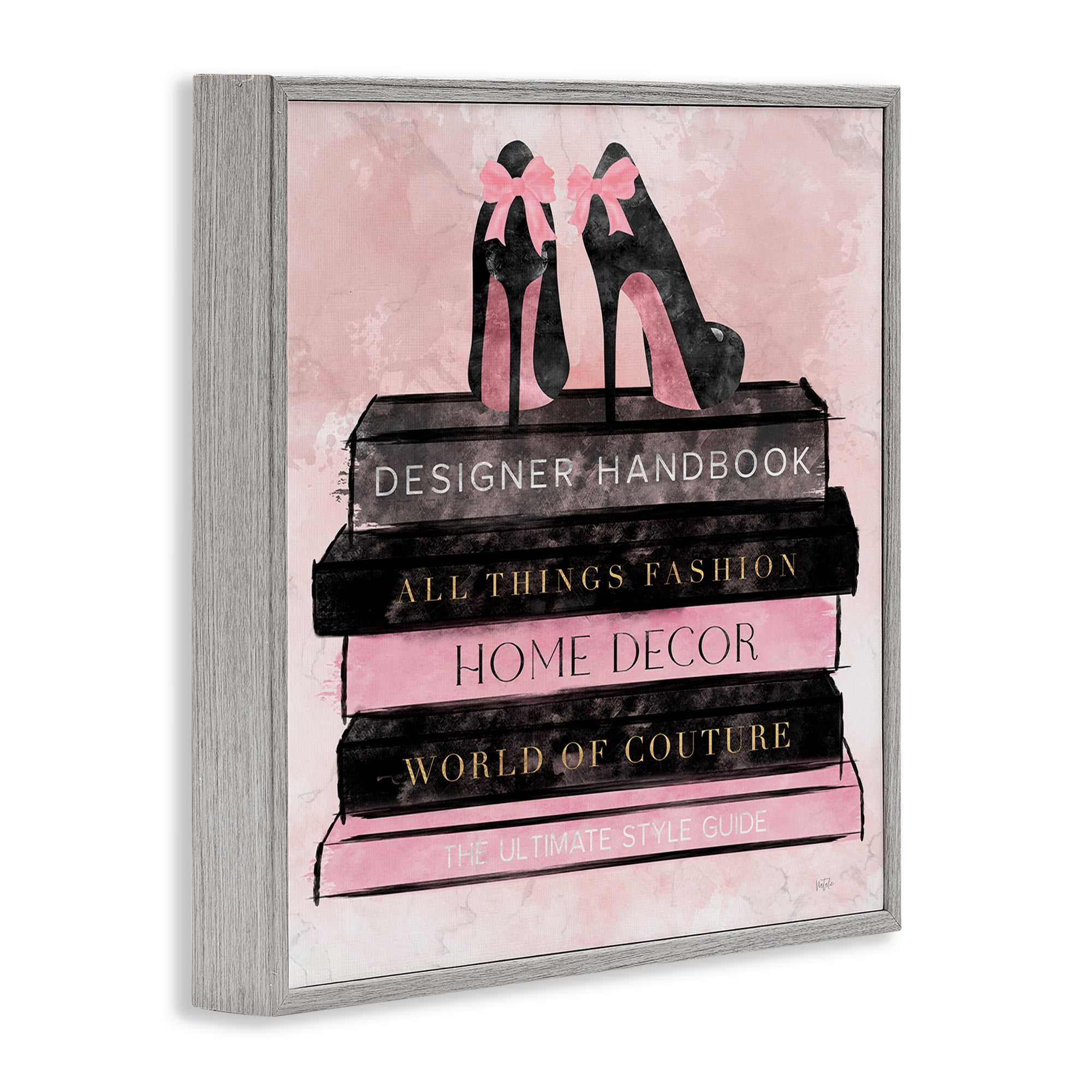 Stupell Industries All Things Fashion Book Stack Gray Framed Giclee Art, design by Natalie Carpentieri