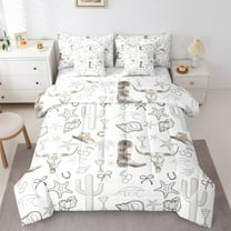 Manfei Bull Skull 7-Piece Full Bedding Set,Rustic Farmhouse,Starfish,Microfiber