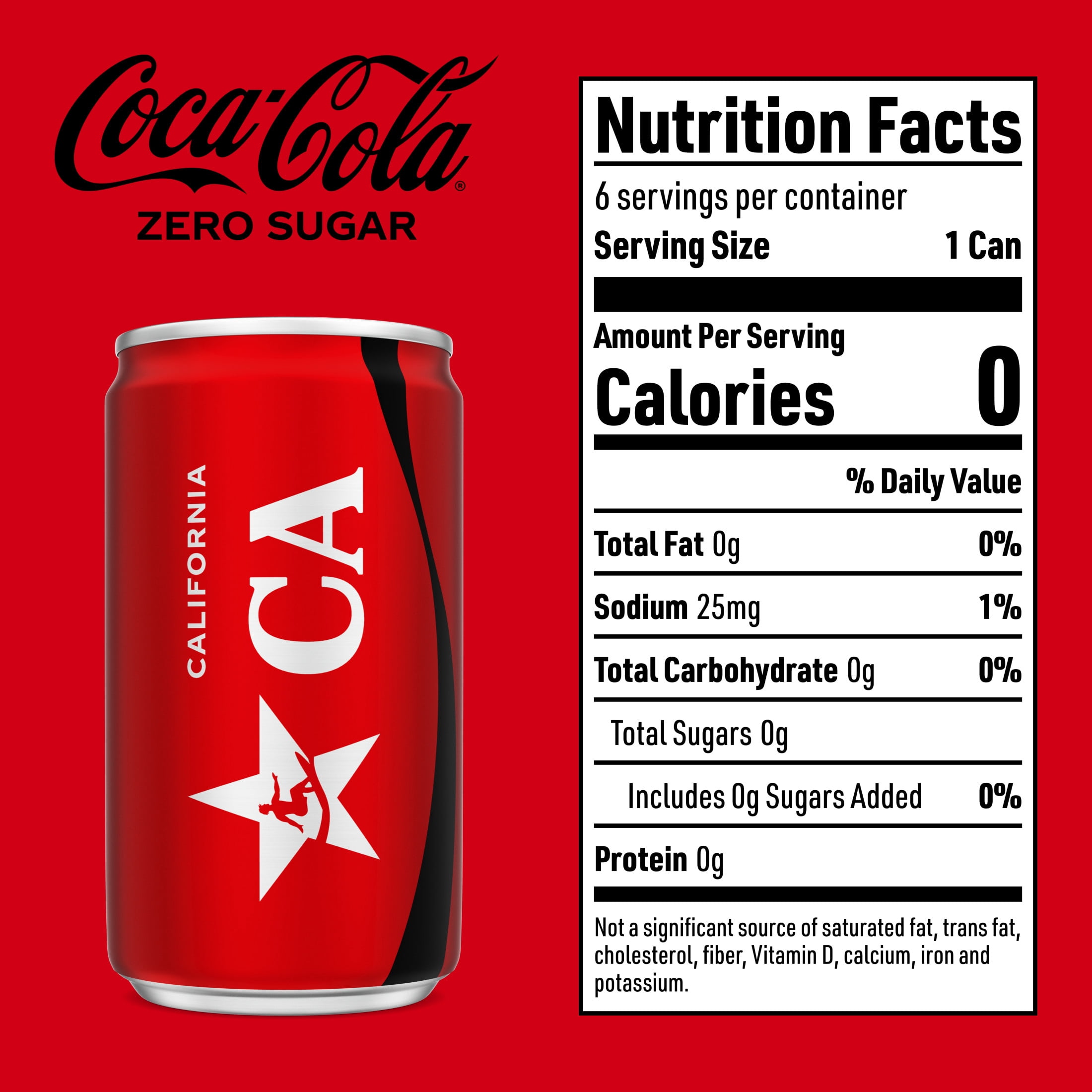 Coca-Cola Zero Sugar Soda Pop Mini Cans, 7.5 fl oz, 6 Pack