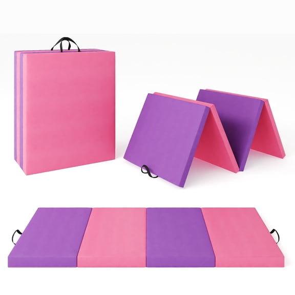 6 FT Gymnastics Mat, Folding Exercise Mat, 2" Thick, 4-Fold, Portable Design, Non-Slip Waterproof Vinyl