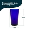 thumbnail image 2 of Libbey Cobalt Flare Drinking Glasses Set of 8, Classic Design Glass Cups for Soda, Water, Iced Tea and More, Dishwasher Safe Glass Cup Set for Beverages, 2 of 2