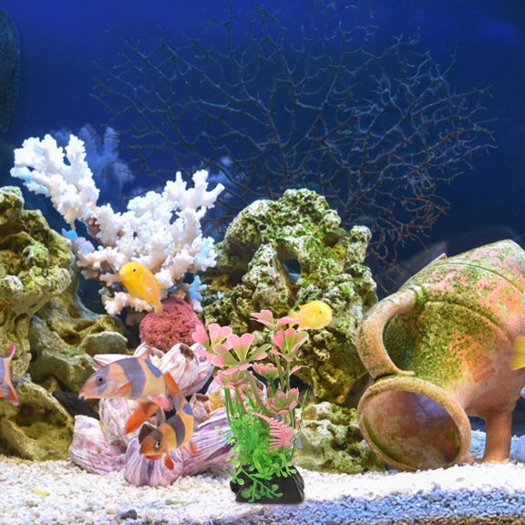 ETEREAUTY Vibrant Green Plastic Aquarium Decor for Fish Tanks 10Pcs