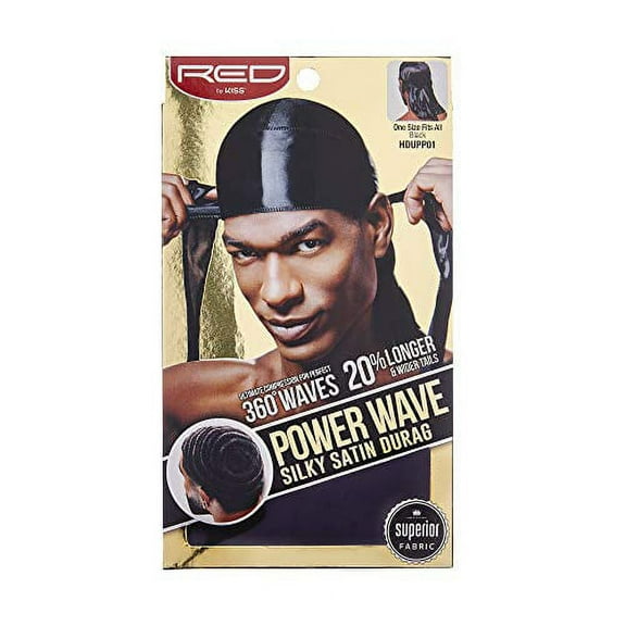 KISS RED Power Wave .. Silky Satin Durag Extra .. Long Tails