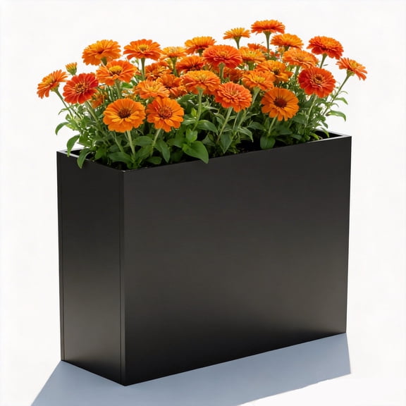 Yonopro 36" L x 12" W x 26" H Metal Planter Box, Large Rectangular Planter Box with Drainage Holes,  Outdoor/Indoor Tall Planter Box for Balcony, Patio & Herbs,Black
