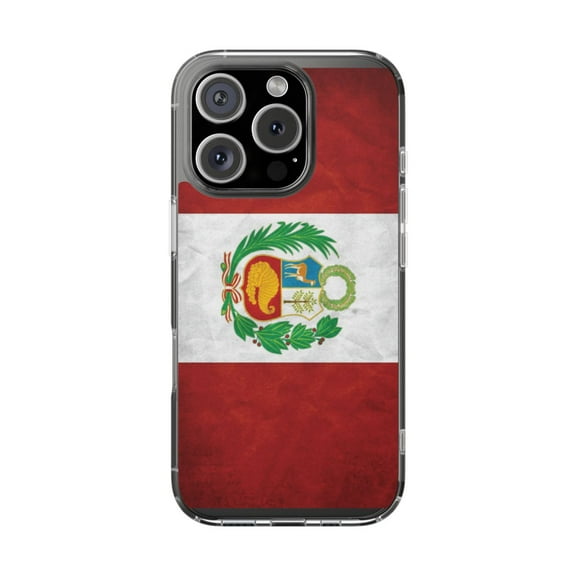 Clear Hybrid Shockproof Case for Apple iPhone 16 PRO - Vintage Peru Flag Emblem Design