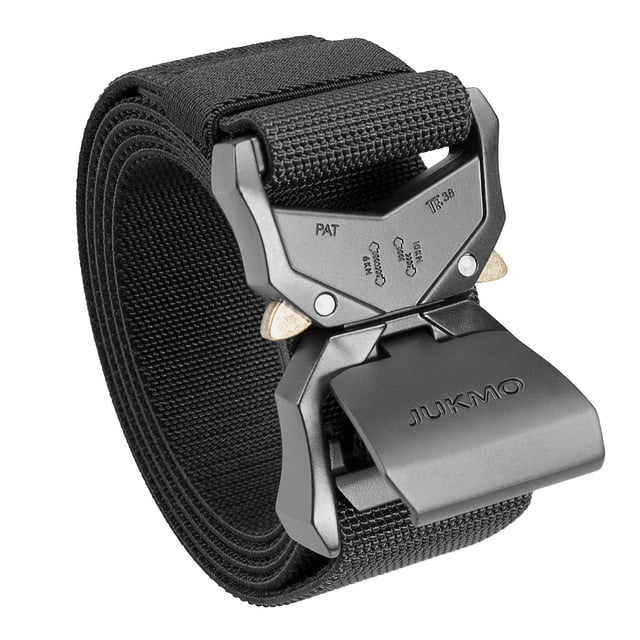 Cinturón táctico JUKMO de nylon de 3,8 cm con hebilla de liberación rápida, negro