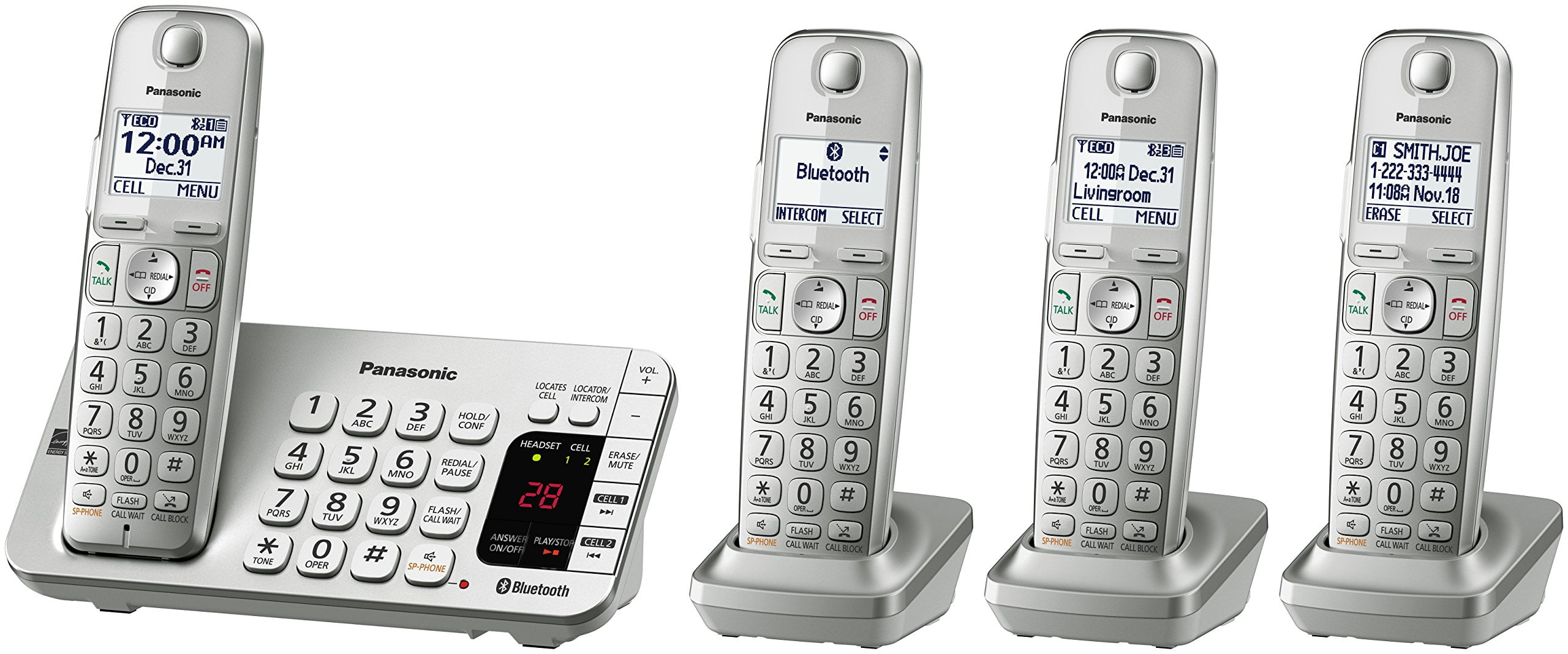 Refurbished Panasonic KXTGE474S Link2Cell Cordless Phone with Large
