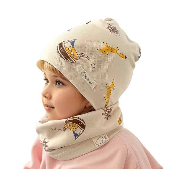 AWZXDE Winter Hats For Kids Double Layer Hat And Neck Warmer Windproof Thermal Ear Scarf Combo For Boys Girls White