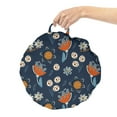 thumbnail image 2 of Nature Round Floor Cushion with Handle, Botanical Layout of Flowers Scribbled Circles Hand Drawn Like Herbs, Pillow for Living Room & Dorms, 18" Round, Dark Blue and Multicolor, by Ambesonne, 2 of 4