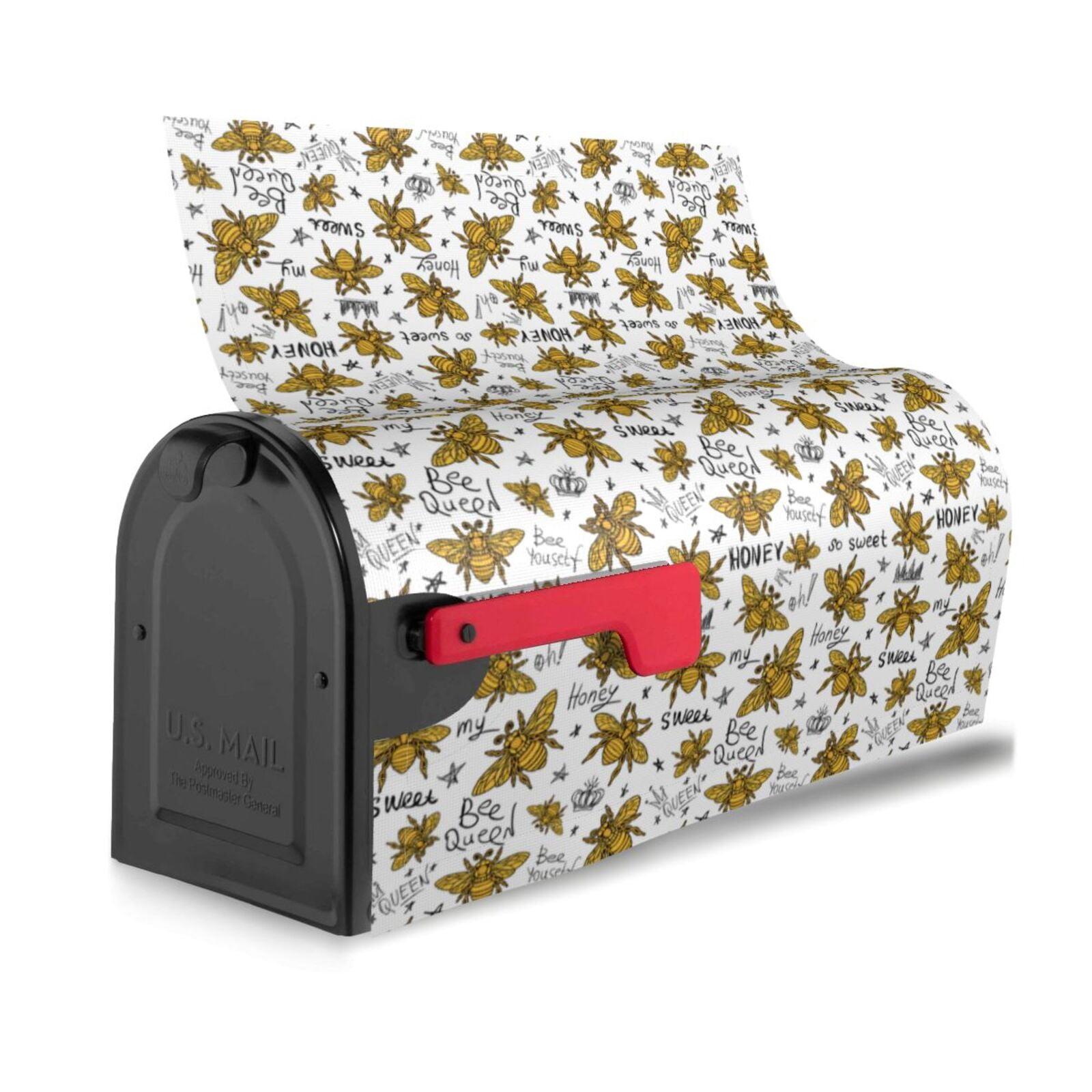 Xecao Hohey Bee Golden2 for Mailbox Cover with Magnetic Strips, Waterproof and Sunscreen, Adds a Decorative Touch to Your Garden Yard.