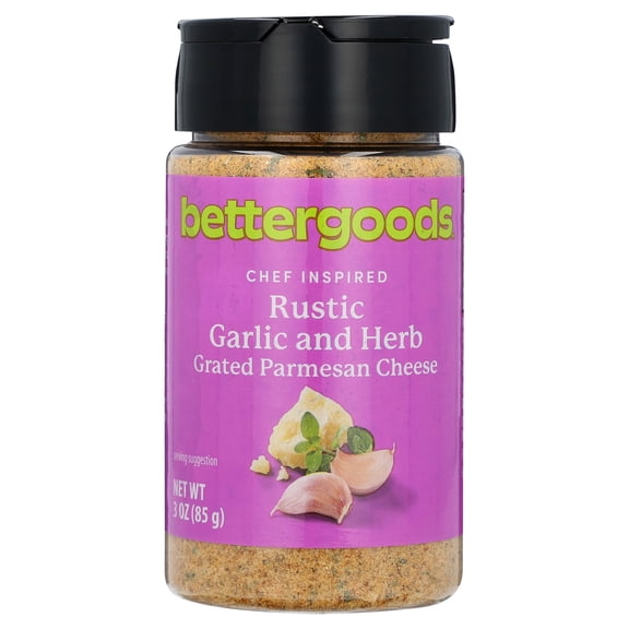bettergoods Rustic Garlic and Herb Grated Parmesan Cheese, 3 oz