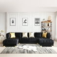 thumbnail image 5 of Marigold Black Velvet U-Shaped Double Chaise Sectional Sofa Gold or Silver Legs, 5 of 9