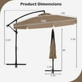 thumbnail image 3 of Costway Parasol Suspendu Déporté de 10 Pi pour Patio avec Housse Brun, 3 of 10