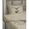 thumbnail image 2 of Ambesonne Retro Fitted & Top Sheet Set with Sham, Deer Portrait with Dots, Cream Brown, 2 of 4