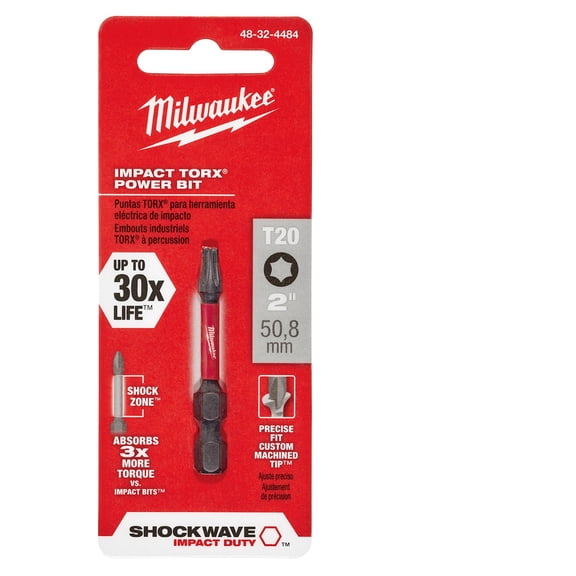 Milwaukee 48-32-4484 T20 Torx Shockwave 2" Power Bit