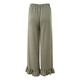 thumbnail image 5 of felwors Women's High-Waisted Wide Leg Pants with Ruffled Hem – Soft Lounge Joggers for Home & Casual Wear, Drawstring Waist & Pockets（AG， XXL）, 5 of 8