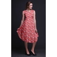thumbnail image 5 of Bimba Orange Leaves & Ranunculus Floral Printed Knee Length Ladies Sleeveless Holiday Wear Tank Dress-X-Small, 5 of 6