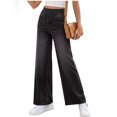 thumbnail image 4 of High Waist Women Stretchy Wide Leg Jeans Casual Pull on Denim Pants, 4 of 5