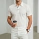 thumbnail image 2 of Mens Casual Manga Corta Botón Abajo Camisas de Color Sólido Turndown Cuello Blusa, Suelto Ajuste Superior para el Verano, 2 of 6