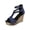 Blue, variant on Beige Women'S Sandals Round Toe Open Toe Back Zip Wedge Heel Elevated Sole Comfortable Breathable Casual Outdoor Footwear For Daily Wear Size 41
