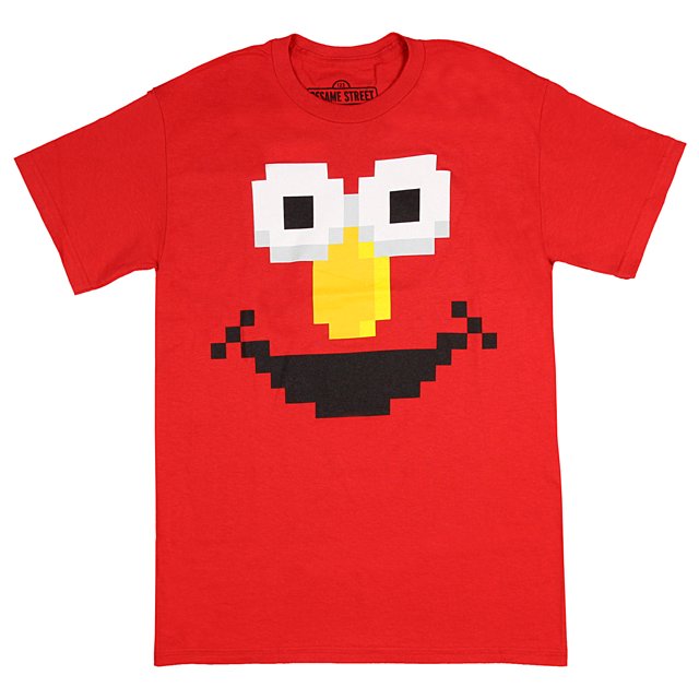 Sesame Street Elmo Grand Visage Adulte 8-Bit Pixel T-Shirt Coton Manches Courtes SM