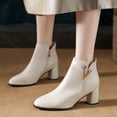 thumbnail image 2 of B91xZ Wedge Boots for Women Classic Pointed Toe Side Zipper Booties,White 8, 2 of 5
