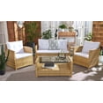 thumbnail image 2 of SAFAVIEH Vellor Outdoor Patio 4 Piece Conversation Set, Natural/White, 2 of 13