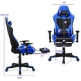thumbnail image 2 of Costway Chaise de Massage Gaming Inclinable Chaise de Bureau de Course avec Repose-Pieds Bleu, 2 of 10