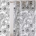 thumbnail image 2 of Vargottam Floral Motif Design Sheer Georgette Curtains for French Doors & Balcony - 2 Panels, 96" Long, Light Filtering, Grommet Top Printed Drapes for Living Room or Lounge, 2 of 9