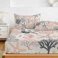 thumbnail image 6 of Full Size Fitted Sheet Set - Coral Pink Grey Coastal 3 Piece Bedding Sets 16" Deep Pocket Fitted Sheet with 2 Pillowcases Summer Beach Starfish Coral Nautical Rustic Brushed Microfiber Bed Sheets, 6 of 9