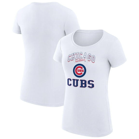 Women's G-III 4Her by Carl Banks White Chicago Cubs Super-Slim Fit Lightweight Team Logo Graphic T-Shirt