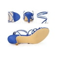 thumbnail image 2 of BLISSFUL STEP Open Toe Contrasting Color Kitten Heels Sandals for Women Blue White (Size 6.5), 2 of 5
