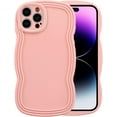 thumbnail image 2 of for iPhone 14 Pro Case 6.1 Inch Curly Wave Frame Phone Case Cute Design Color Aesthetic Phone Case Soft TPU Shockproof Protective Bumper Case Cover for Girls, Pink, 2 of 12
