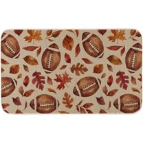 Fall Doormat Football with Maple Leaves 17 x 30 Inch, Seasonal Autumn Harvest Thanksgiving Decorative Doormat Welcome Floor Mat for Indoor Outdoor