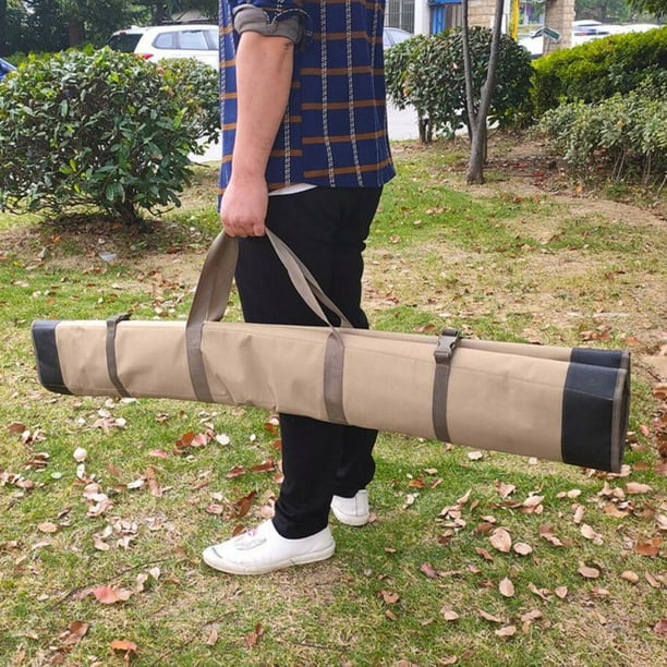 Fishing Pole Bag, Heavy Duty Oxford Cloth Portable Rod Case for Folding Rod  Storage Carrier, 130cm Long Khaki