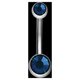 thumbnail image 2 of Botón de ombligo de doble diamante de imitación de acero inoxidable, joyería para el cuerpo, piercing antialérgico (azul pavo real), 2 of 2