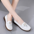 thumbnail image 2 of Rokment Women's Orthopedic Walking Loafers Comfortable Fashion Casual Leather Fringe Arch Support Wedge Slip on Nursing Work Flat Low Heel Oxfords Dress Shoes White Size 6, 2 of 8