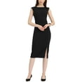 thumbnail image 2 of INSPIRE CHIC Women's Sheath Dress Sleeveless Work Solid Midi Dress XL Black, 2 of 6