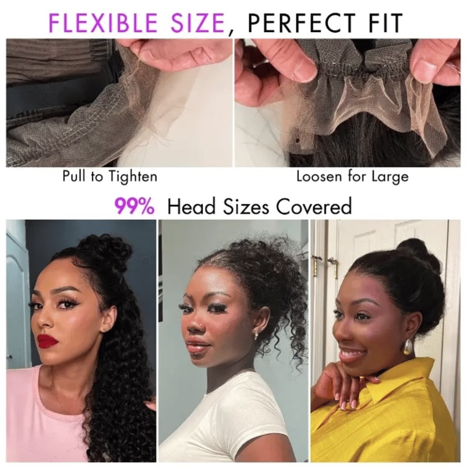 LUVME 14" Water Wave 360 Lace Flexi-Fit Invisi Drawstring Cap Long Wig 100% Human Hair Pre-bleached & Pre-plucked & Pre-Cut Lace