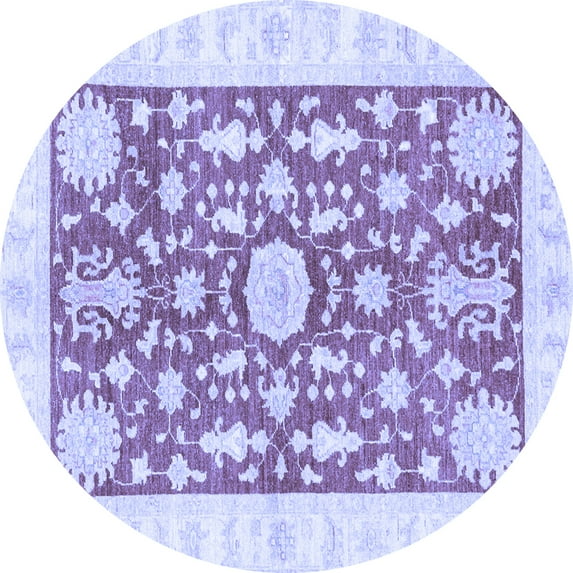 Ahgly Company Indoor Round Oriental Blue Traditional Area Rugs, 6' Round