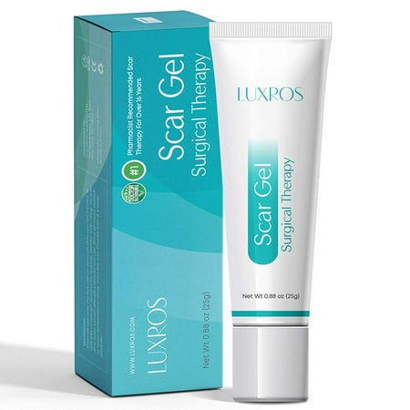 LUXROS Advanced Surgical Scar Remover Gel for Old and New Scars - Medical Grade Silicone Gel to Remove Scars from Surgery, Injury, Burns, Acne - 25g - Reduces Appearance of Keloid