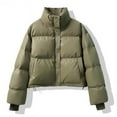 thumbnail image 2 of Wutalume Women's Short Loose High Collar Cotton Warm Jacket, Cozy and Comfortable, Ideal for Cool Weather, Casual Style with Soft Fabric for Everyday Use,Green XL, 2 of 4